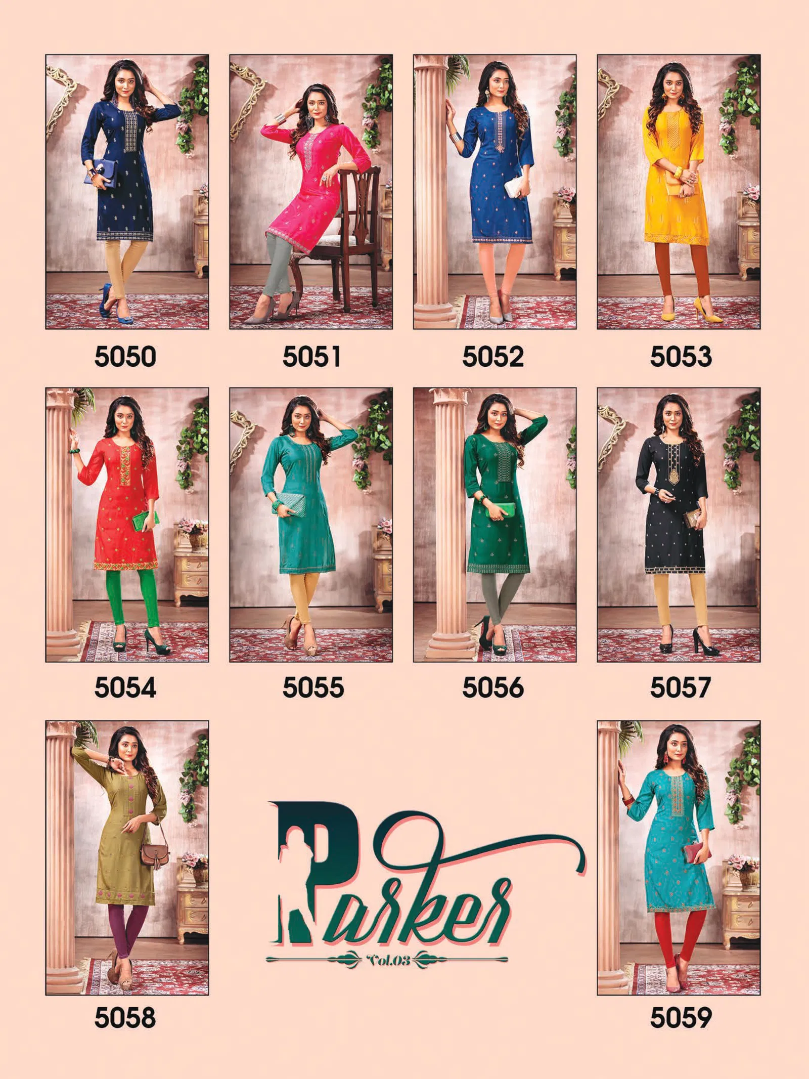 PARKER VOL 03 New Collection Latest Fancy Designer Ethnic Wear Rayon Plain Embroidery Kurtis Collection